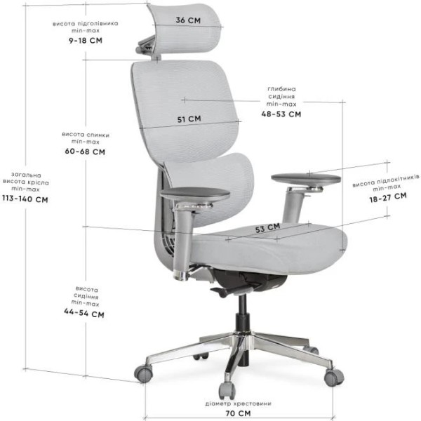 Фото - Кресло офисное Mealux D2 Air Fabric Grey (HF-D2 F/G)
